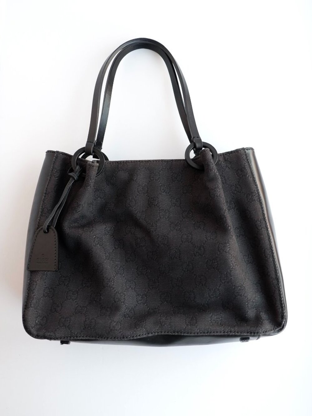 Authentic Preowned Gucci Black Denim/ Leather GG Canvas Shoulder Bag